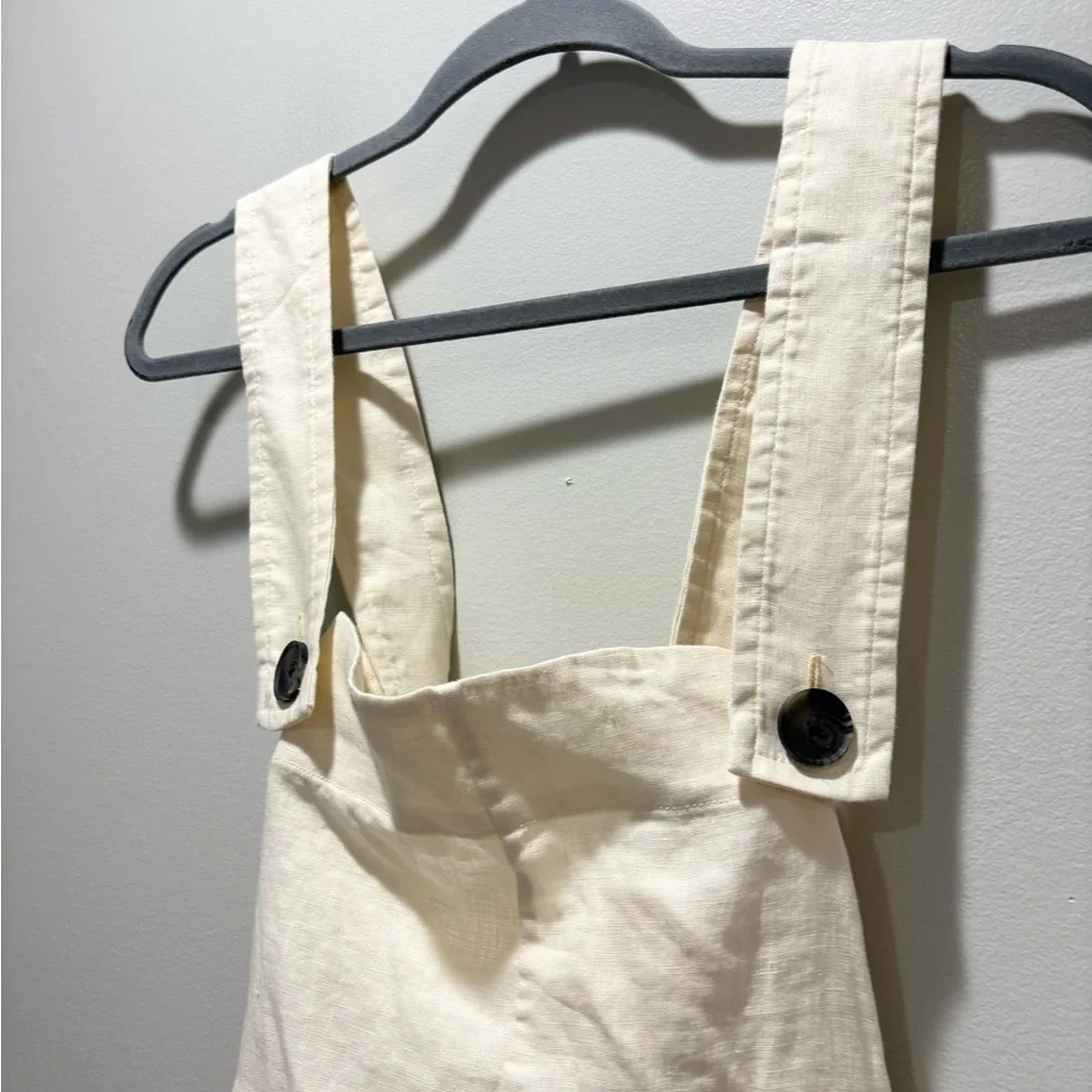 Everlane NEW Women's Off-White Apron Linen Tank Top Crisscross Back Size 6 - Picture 5 of 8